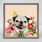Floral Pug Portrait Mini Framed Canvas