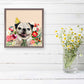 Floral Pug Portrait Mini Framed Canvas