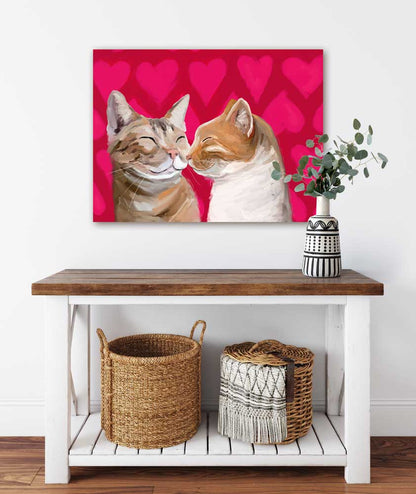 Valentine Cat Pair Canvas Wall Art