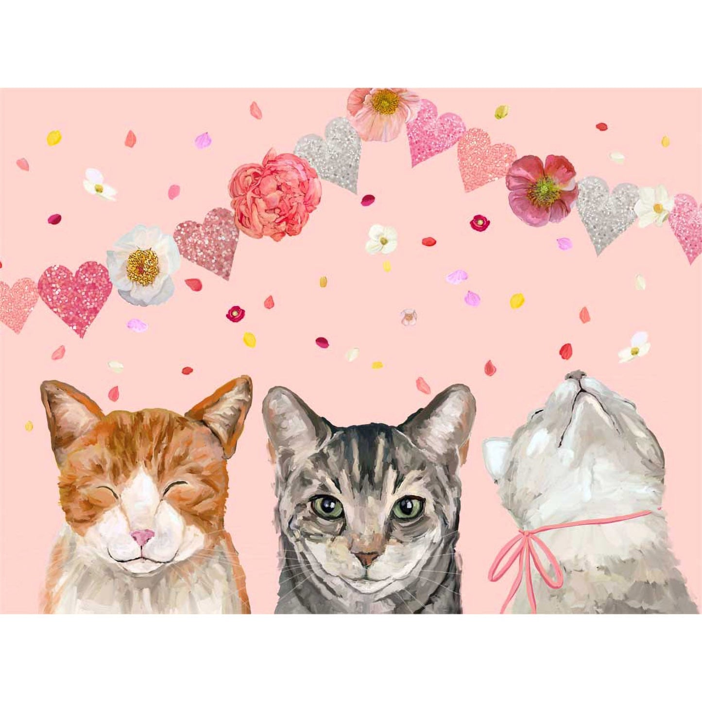 Valentine Cat Trio Canvas Wall Art