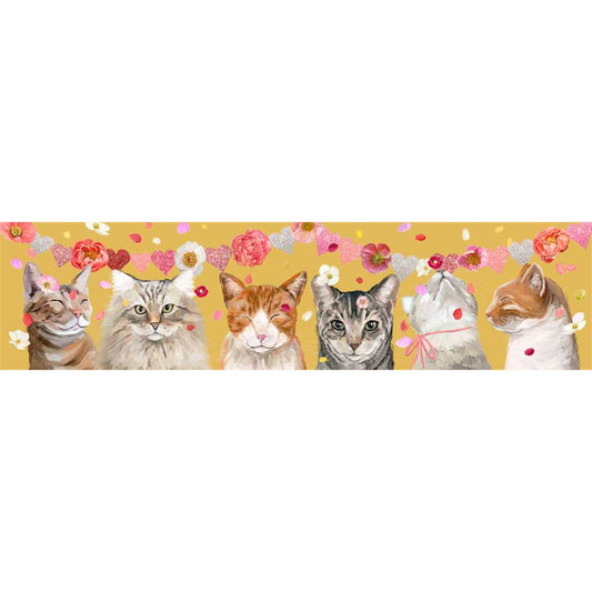 Valentine Cats - Yellow Canvas Wall Art