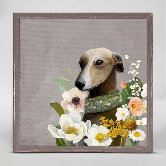 Floral Whippet Mini Framed Canvas - GreenBox Art