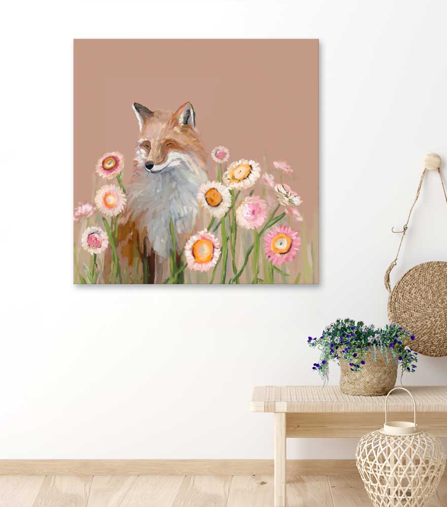 Wildflower Fox Canvas Wall Art - GreenBox Art