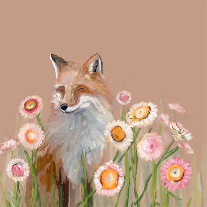 Wildflower Fox Canvas Wall Art - GreenBox Art