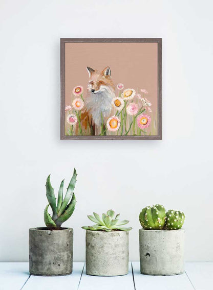 Wildflower Fox Mini Framed Canvas