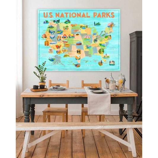 National Parks - United States - Blue Canvas Wall Art - GreenBox Art
