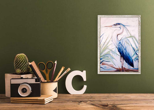 Blue Heron 1 Mini Framed Canvas