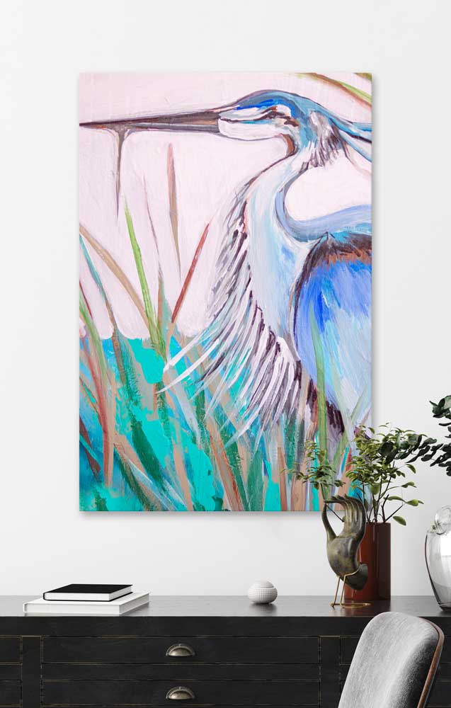 Blue Heron 2 Canvas Wall Art - GreenBox Art