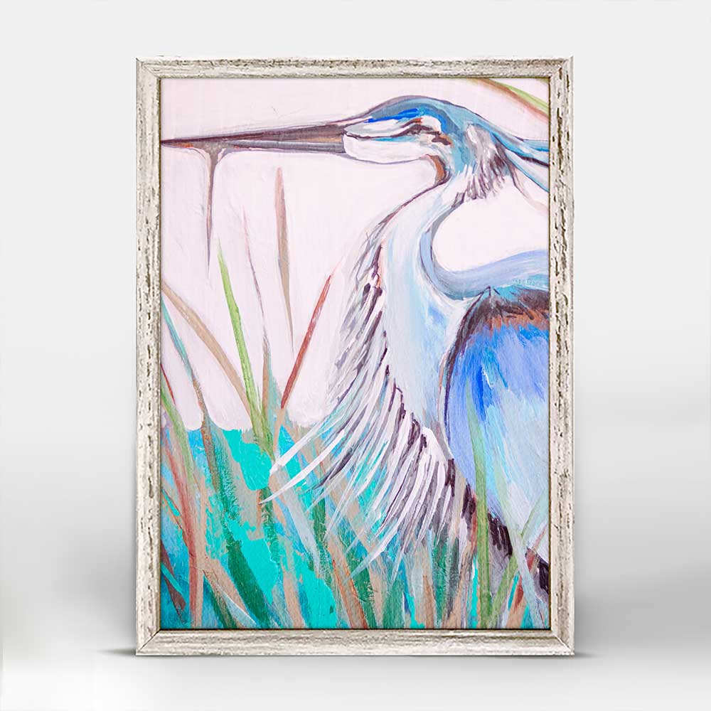Blue Heron 2 Mini Framed Canvas