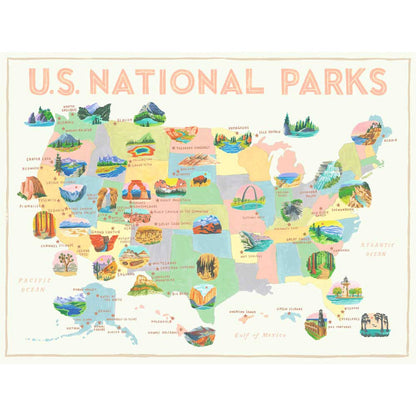 National Parks - United States - Cream Canvas Wall Art - GreenBox Art