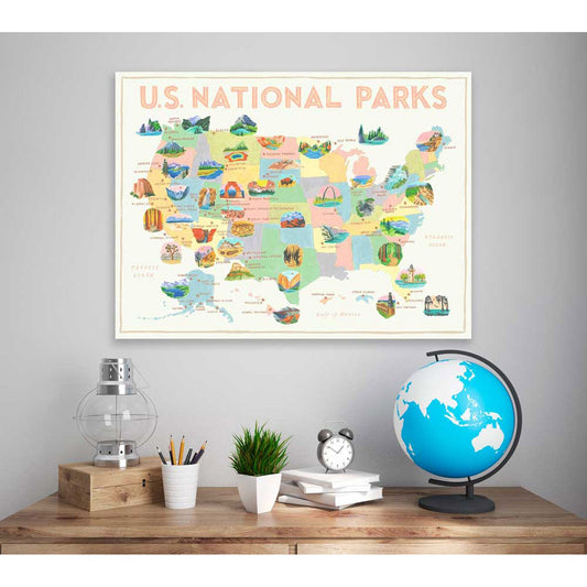 National Parks - United States - Cream Canvas Wall Art