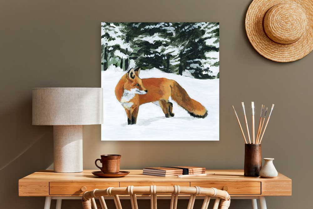 Woodland Life - Winter Fox Canvas Wall Art