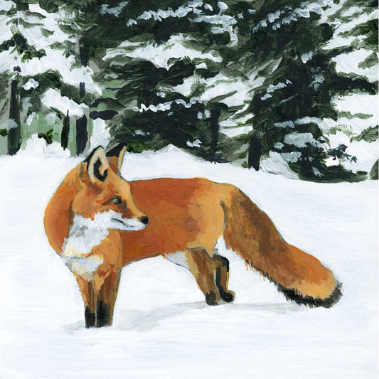 Woodland Life - Winter Fox Canvas Wall Art