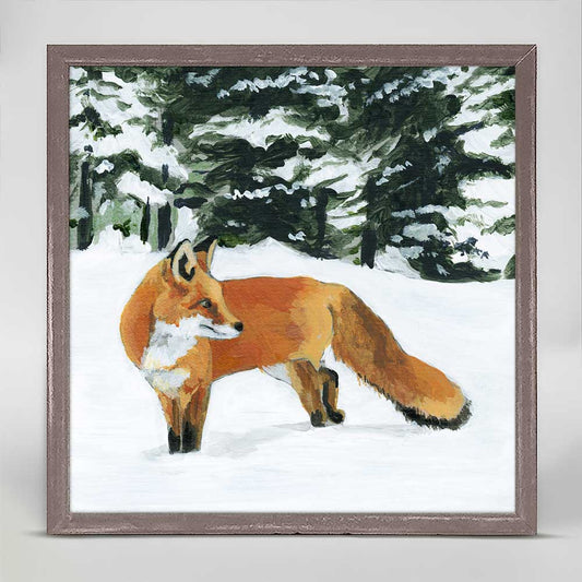 Woodland Life - Winter Fox Mini Framed Canvas - GreenBox Art
