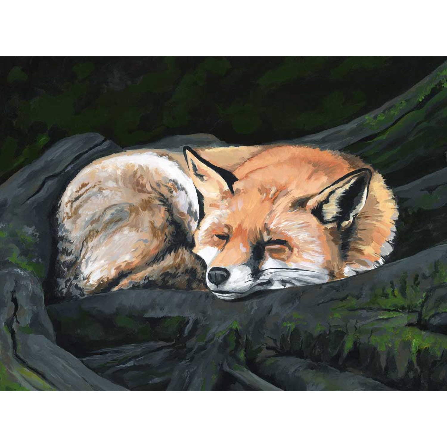 Foxes oil painting on stretched canvas, outlet foxes, abstract