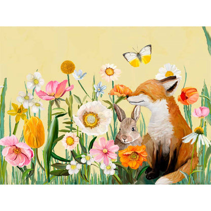 Springtime Friends - Fox And Bun Canvas Wall Art