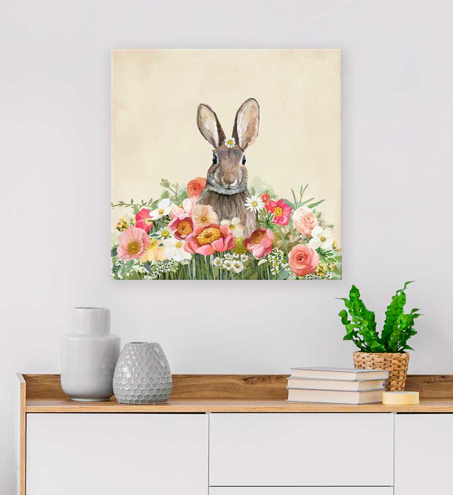 Springtime Bunny Garden Hare Canvas Wall Art