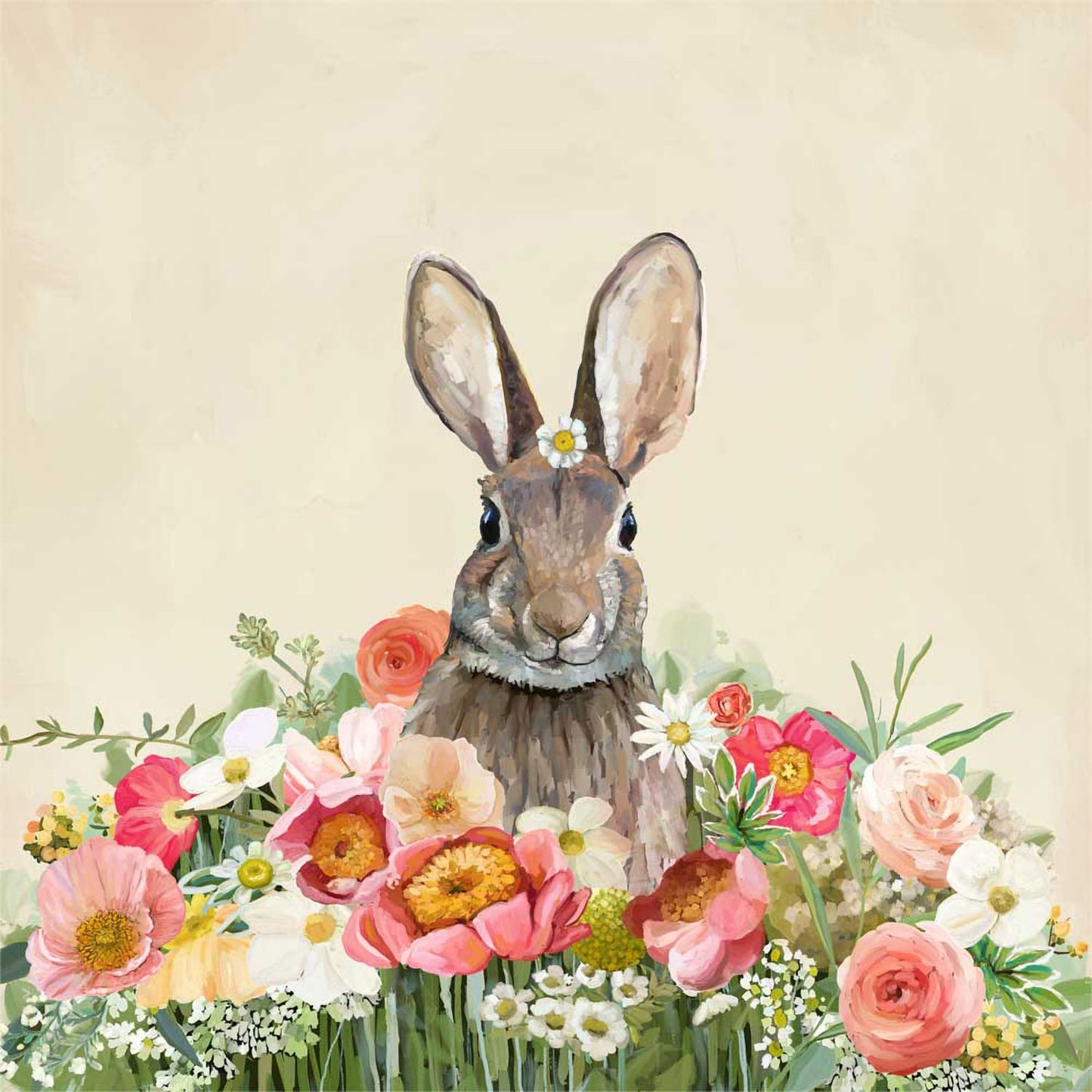 Springtime Bunny Garden Hare Canvas Wall Art