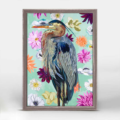 Heron Florals Mini Framed Canvas