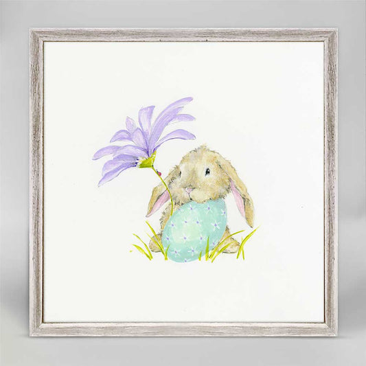 Bunny With Purple Flower Mini Framed Canvas