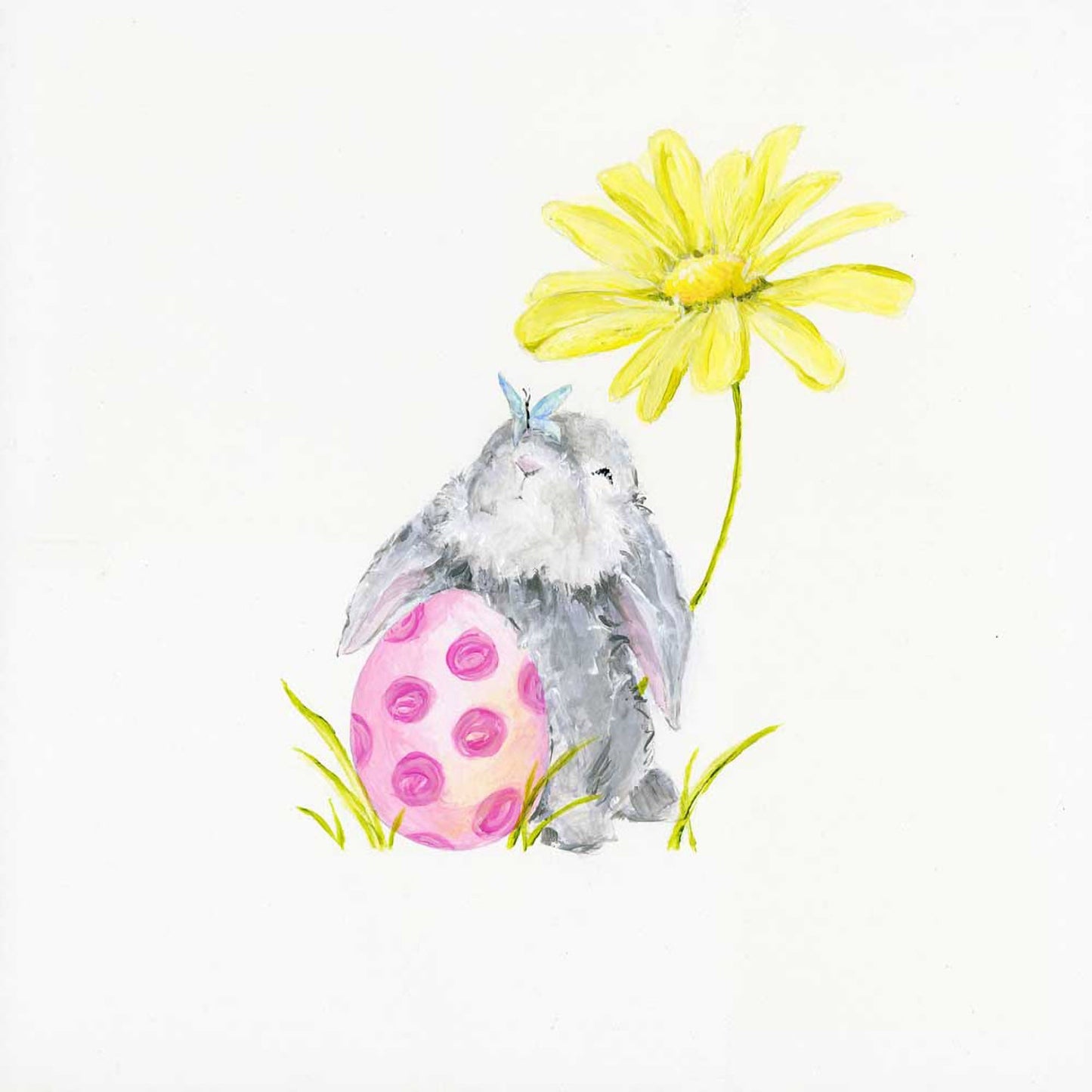 Bunny With Yellow Flower Canvas Wall Art