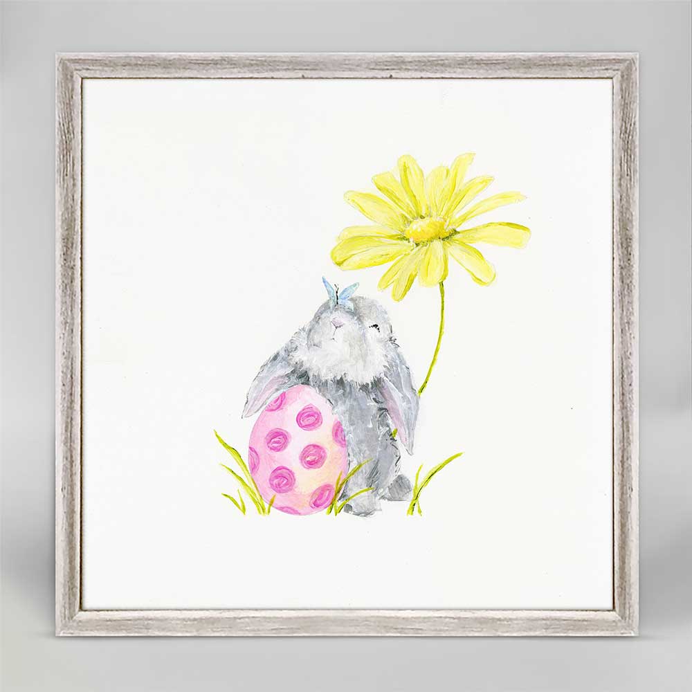 Bunny With Yellow Flower Mini Framed Canvas