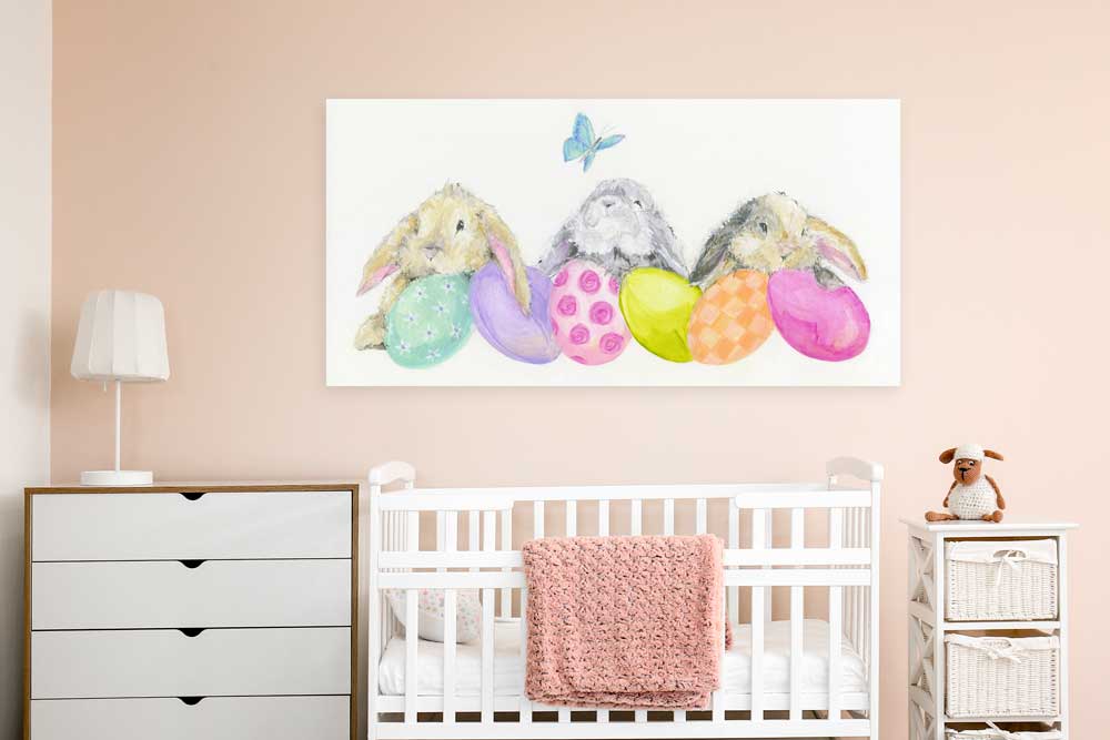 Bunny With Eggs - Narrow Canvas Wall Art
