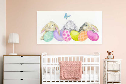 Bunny With Eggs - Narrow Canvas Wall Art