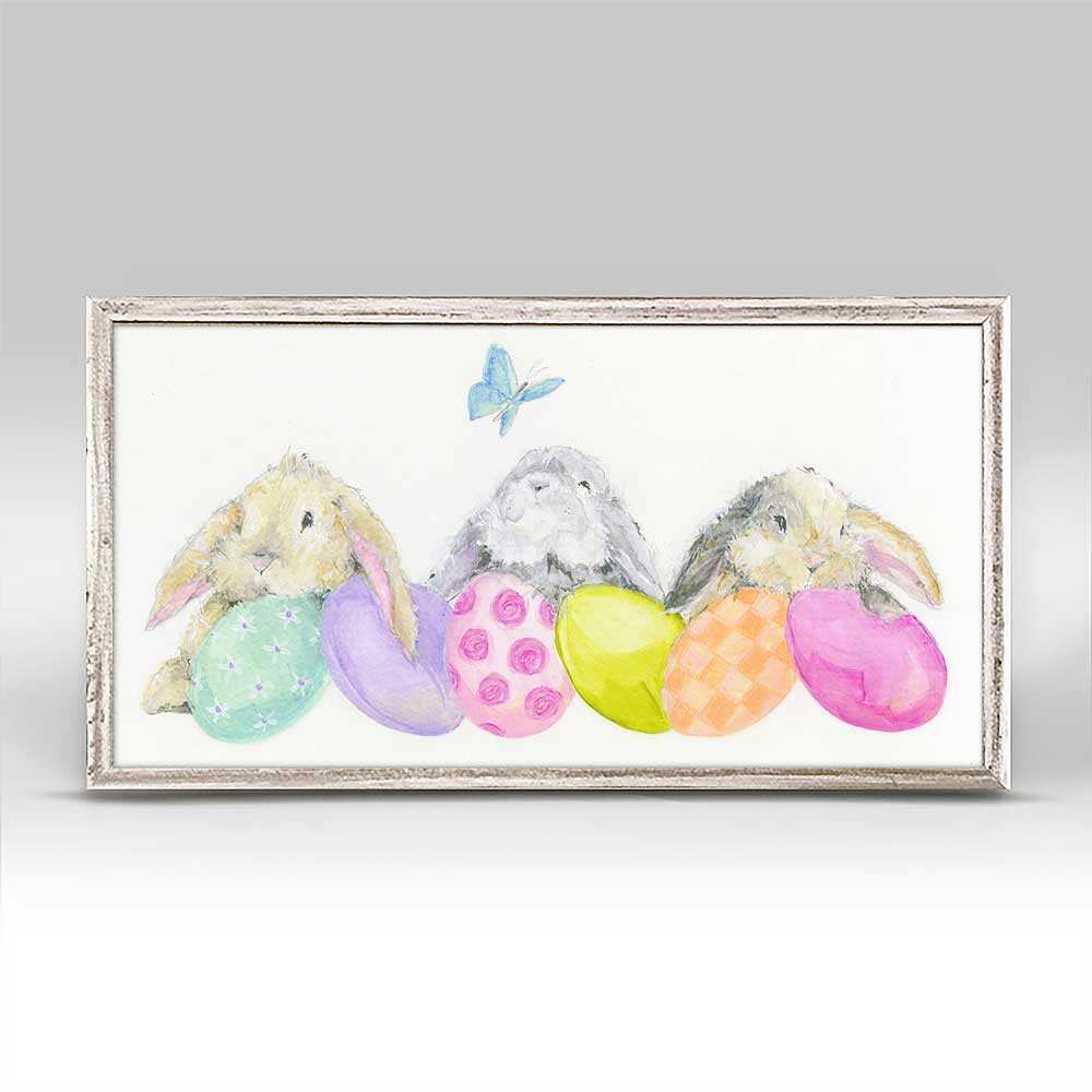 Bunny With Eggs - Narrow Mini Framed Canvas