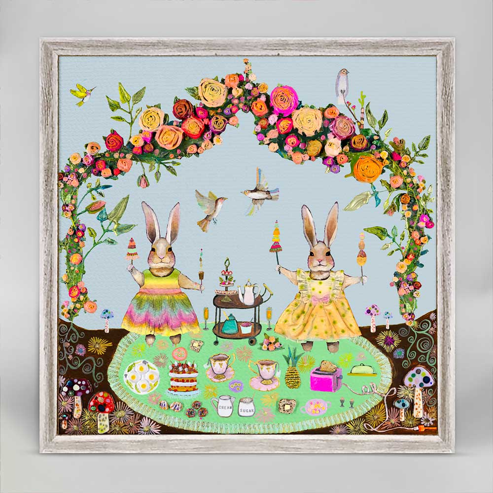 Bunny Tea Party Mini Framed Canvas