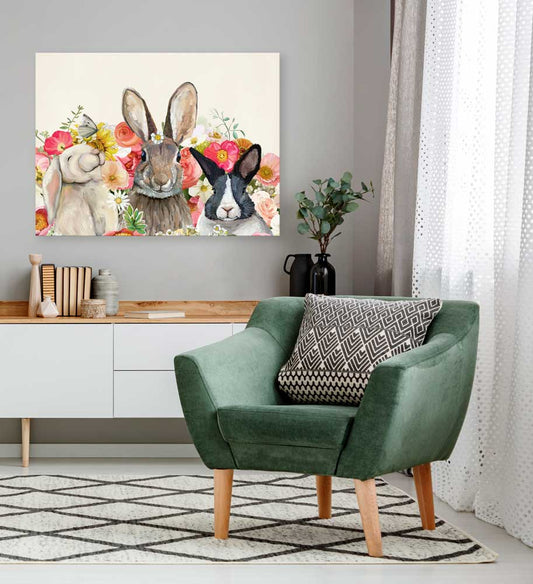 Springtime Bunny Pals Canvas Wall Art - GreenBox Art