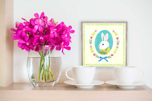 Portraits Of The Spring - Rabbit Mini Framed Canvas