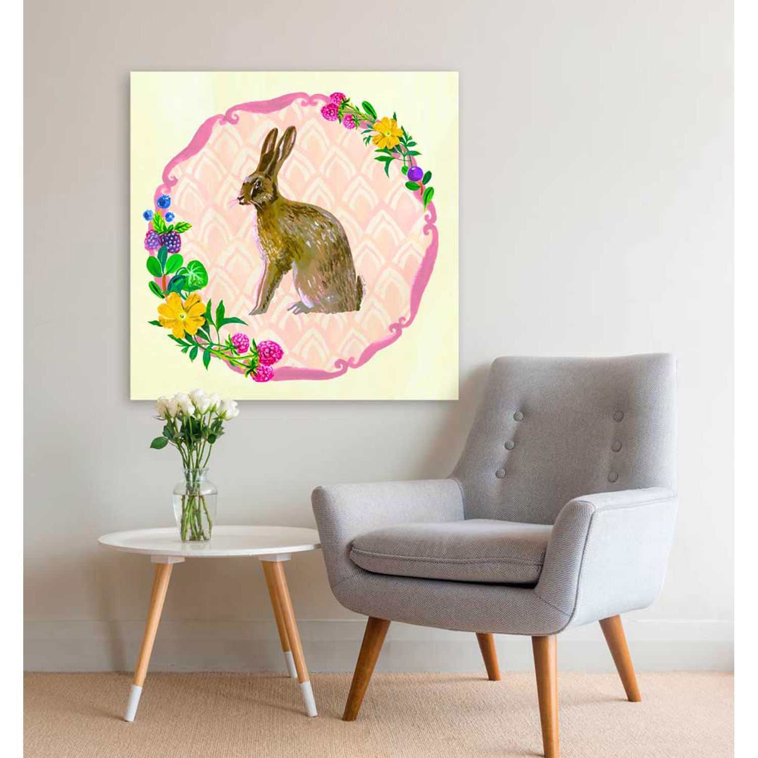 Portraits Of The Woodland - Rabbit Canvas Wall Art - GreenBox Art