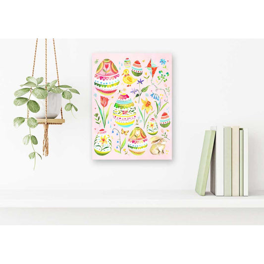 Easter Eggs - Pink Canvas Wall Art - GreenBox Art