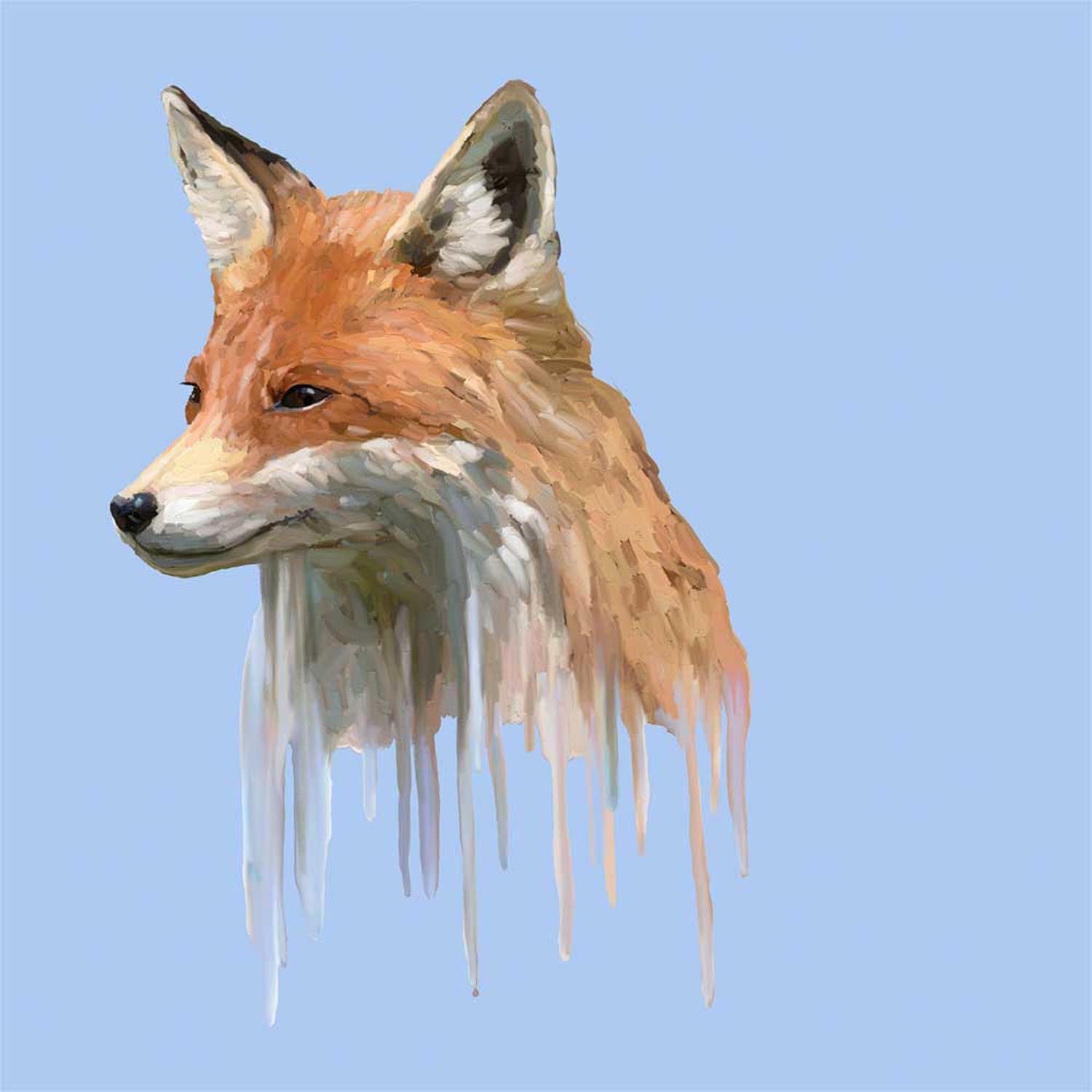 Drippy Fox Canvas Wall Art - GreenBox Art