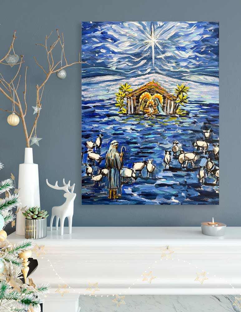 Holiday - Nativity With Shepherd Canvas Wall Art