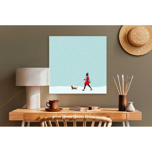 Winter Walks - Dachshund Canvas Wall Art - GreenBox Art