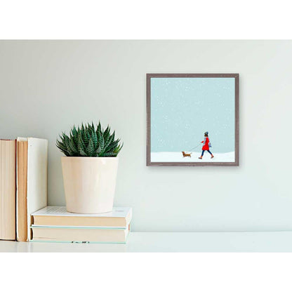 Winter Walks - Dachshund Mini Framed Canvas - GreenBox Art