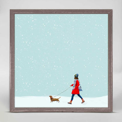 Winter Walks - Dachshund Mini Framed Canvas - GreenBox Art