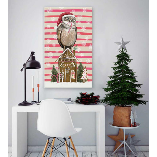 Holiday - Gingerbread Owl Canvas Wall Art - GreenBox Art