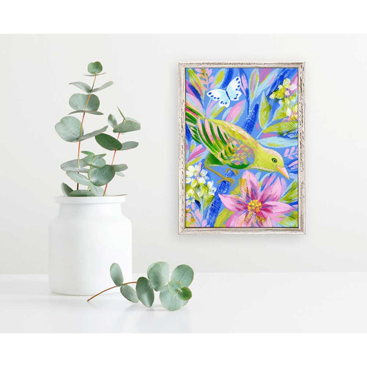 Birdsong In Periwinkle 1 Mini Framed Canvas