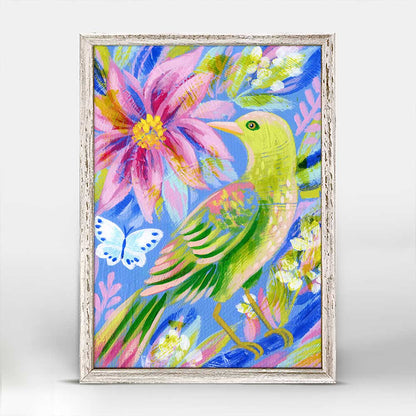 Birdsong In Periwinkle 2 Mini Framed Canvas