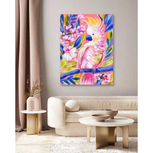 Birdsong In Coral 2 Canvas Wall Art