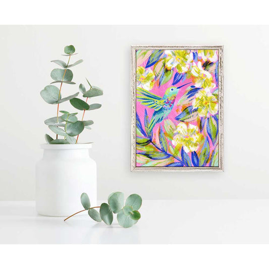 Hummingbird In Pink 1 Mini Framed Canvas - GreenBox Art