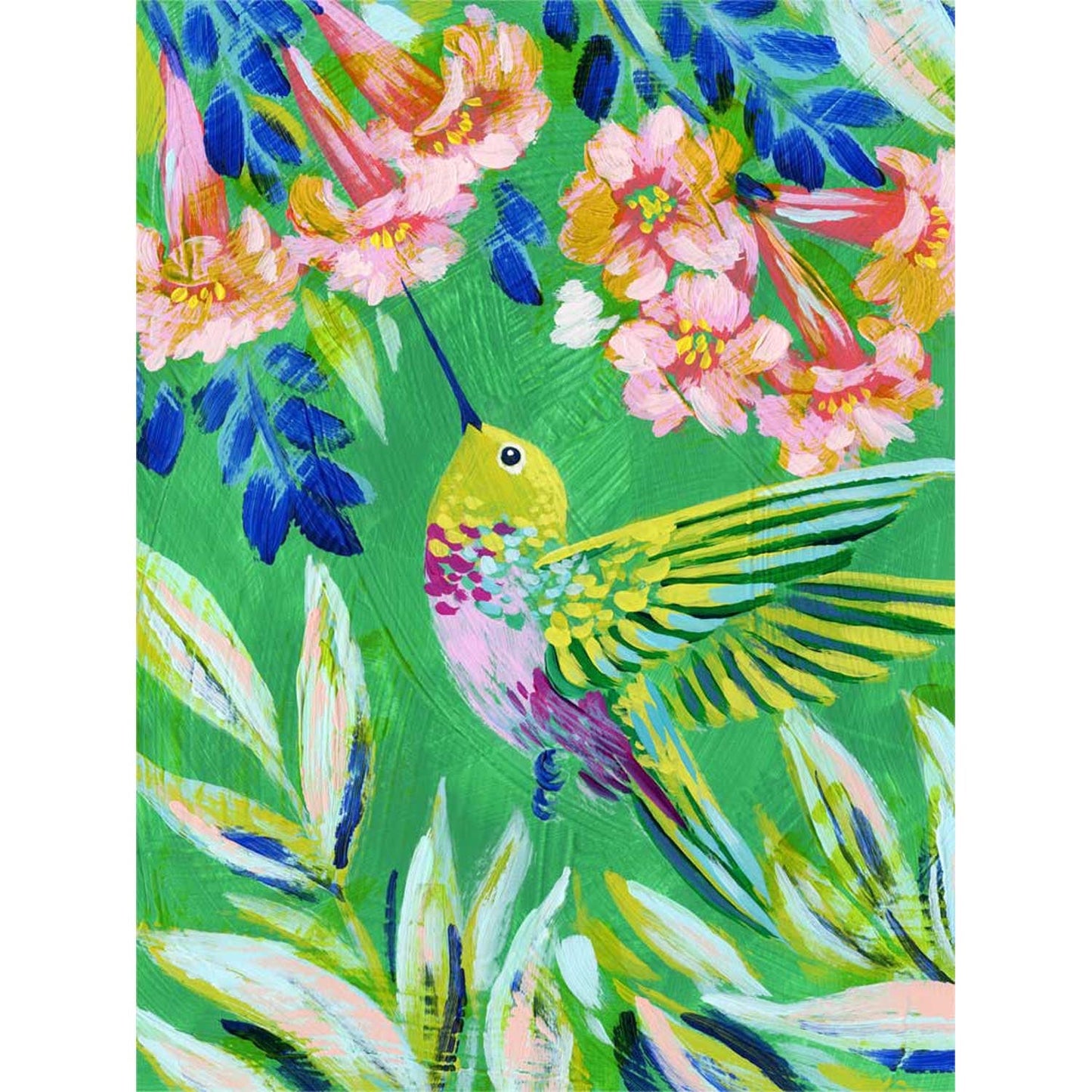 Hummingbird In Jade 2 Canvas Wall Art - GreenBox Art