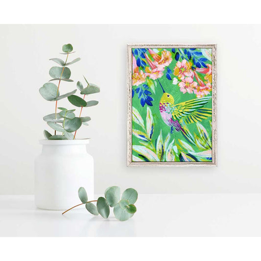 Hummingbird In Jade 2 Mini Framed Canvas - GreenBox Art