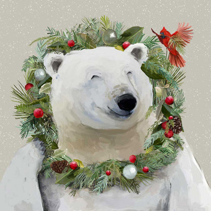 Holiday - Polar Bear Wreath Canvas Wall Art