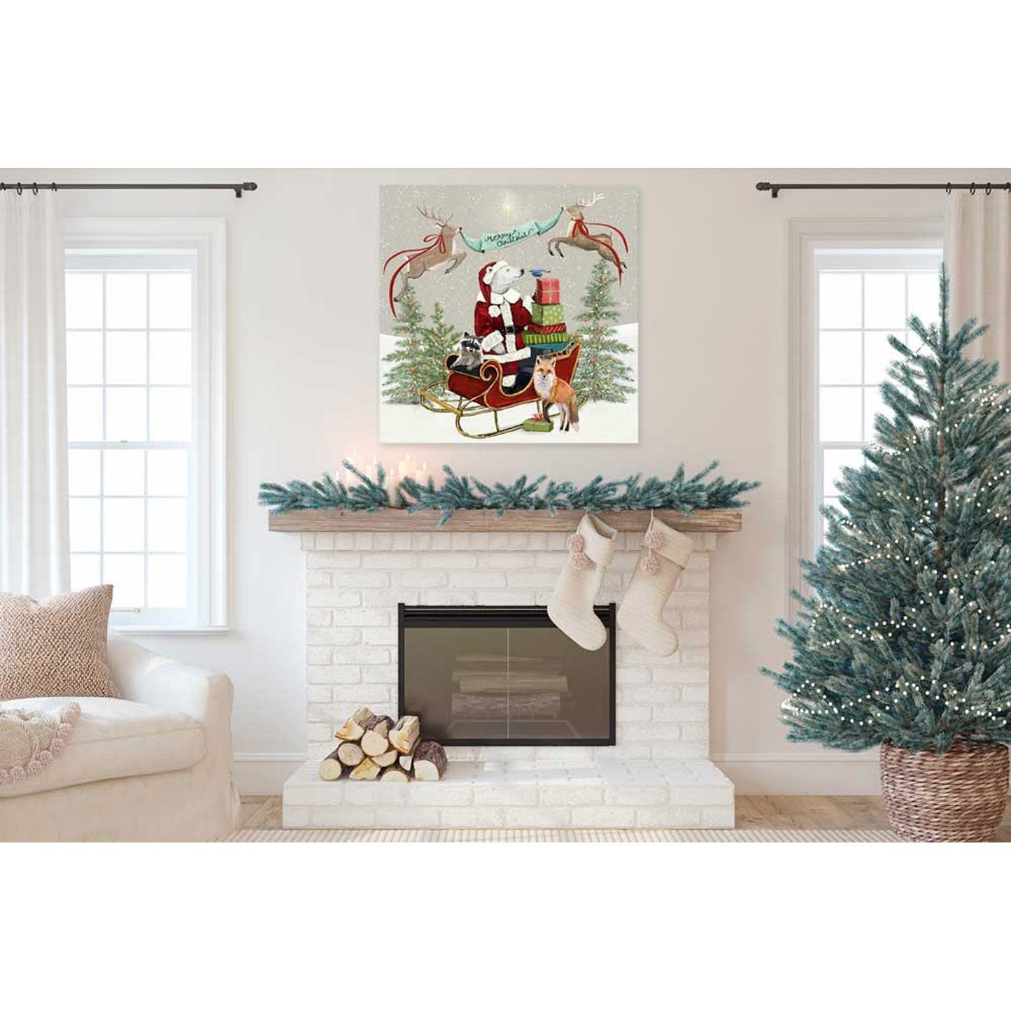 Holiday - Winter Woodland Sleigh Canvas Wall Art