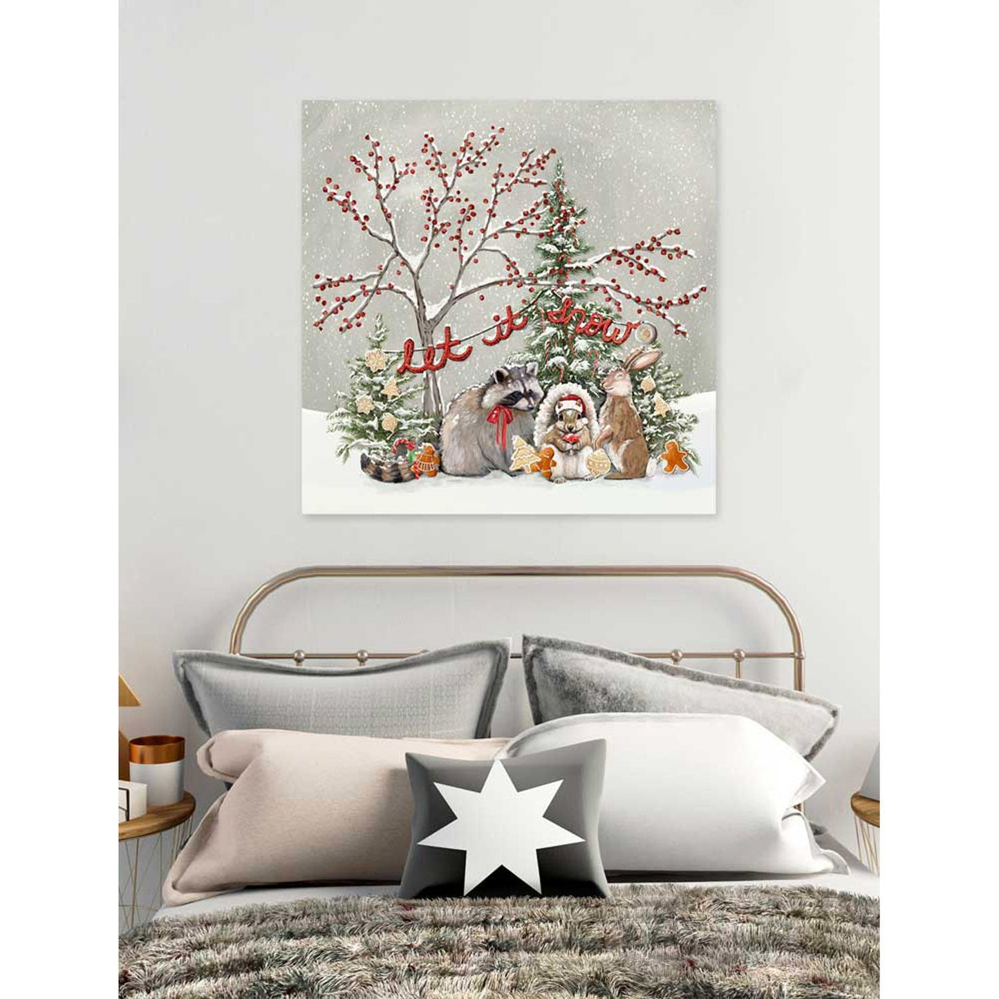 Holiday - Woodland Let It Snow Canvas Wall Art - GreenBox Art