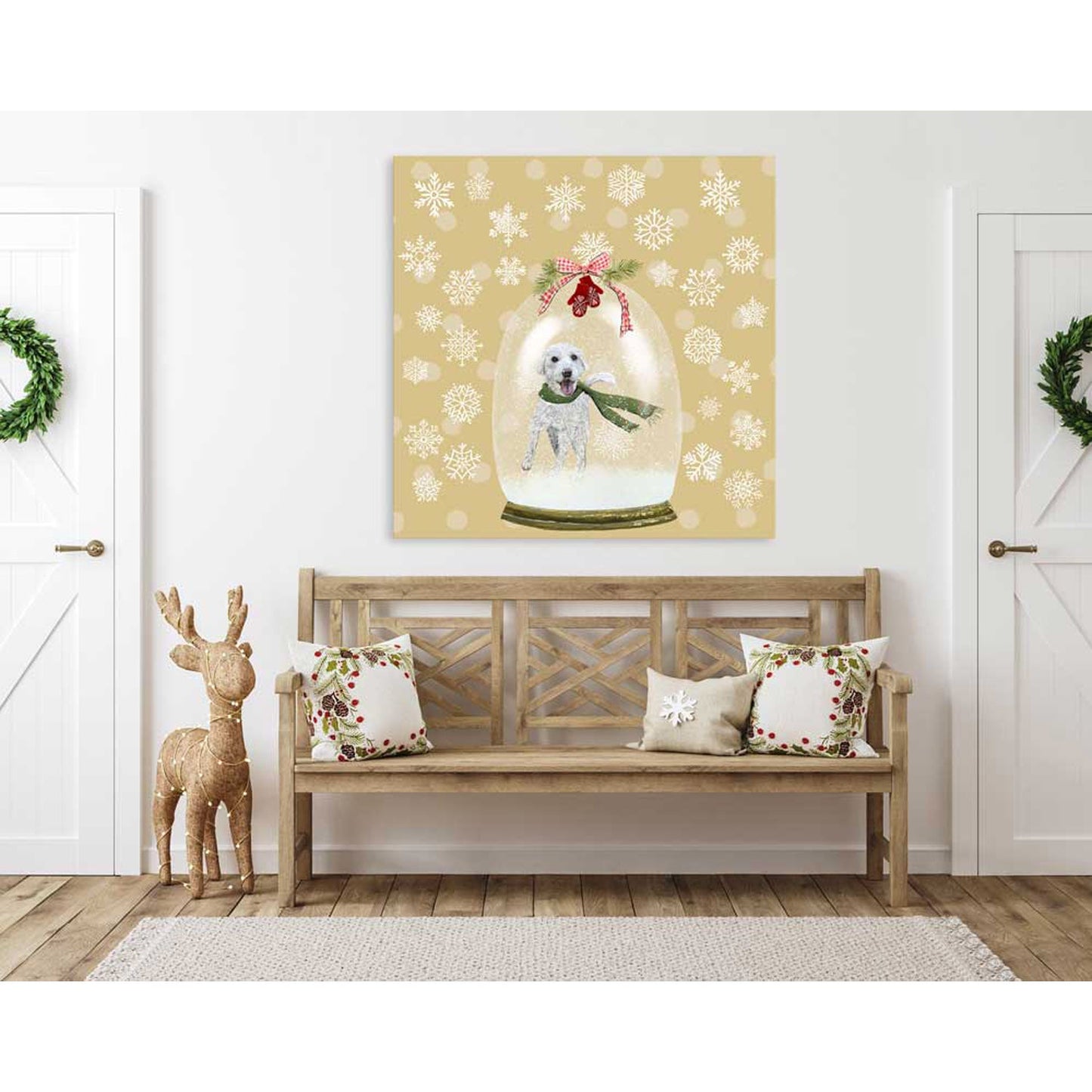 Holiday - Snow Globe - Labradoodle Canvas Wall Art - GreenBox Art